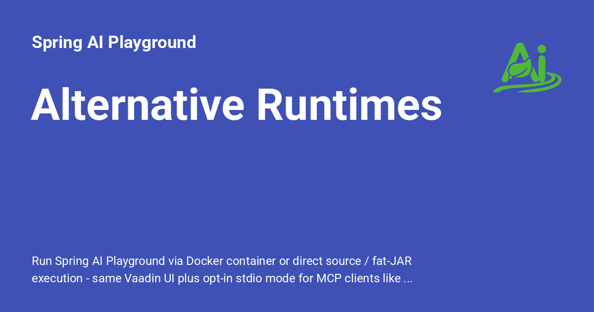 Alternative Runtimes - Spring AI Playground