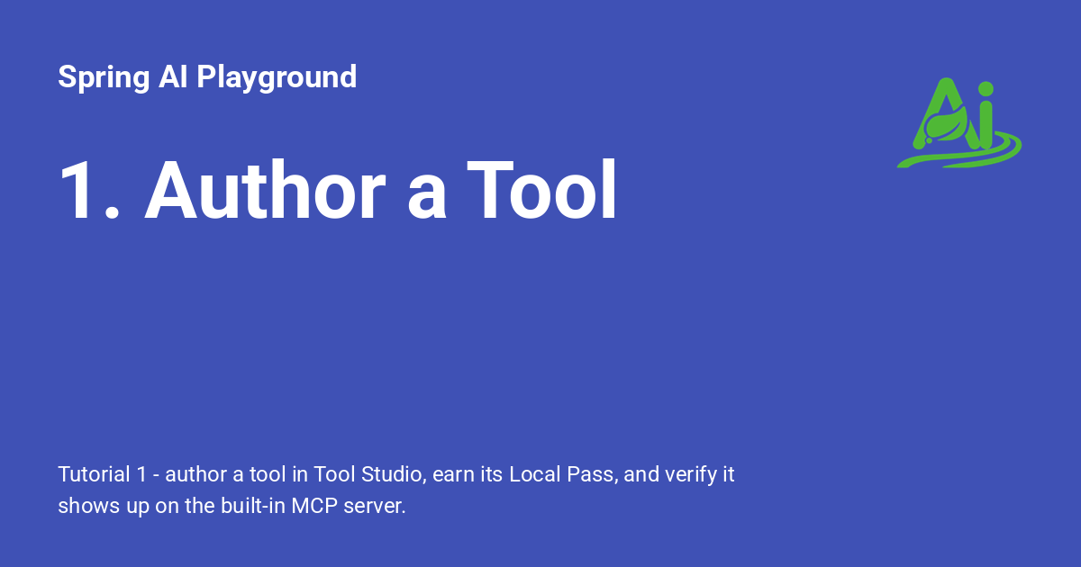 1. Author a Tool - Spring AI Playground