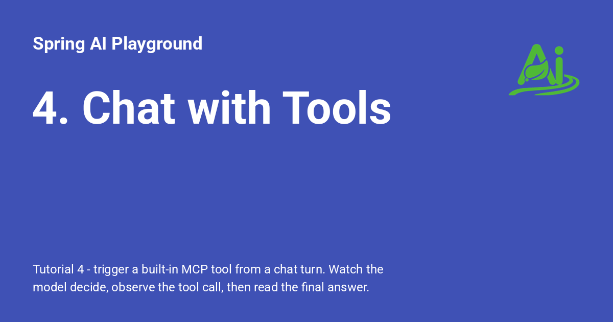 4. Chat with Tools - Spring AI Playground